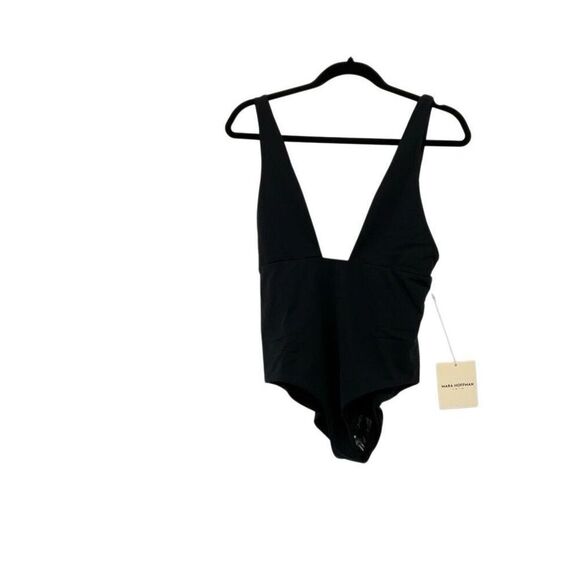 NWT Mara Hoffman Black Audrey Plunge Square Neck One-Piece Swimsuit Size Small - Picture 2 of 9